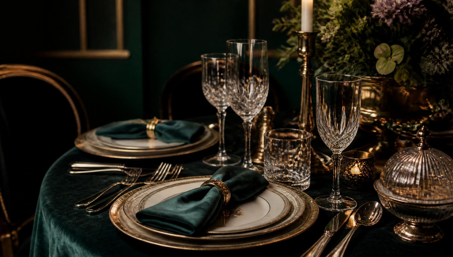 An elegantly laid table with luxury cutlery and porcelain